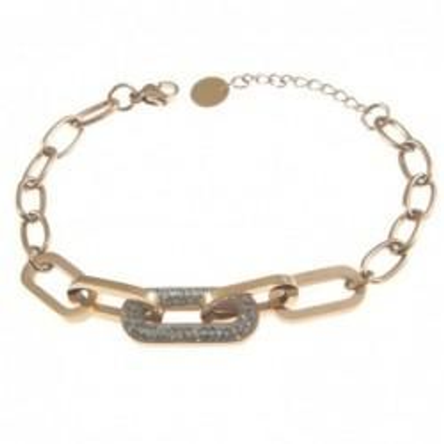 Bracciale donna in acciaio con catena bijoux e cristalli 