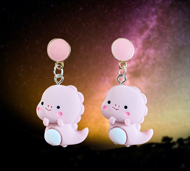 Baby Dragon Earrings - Pink