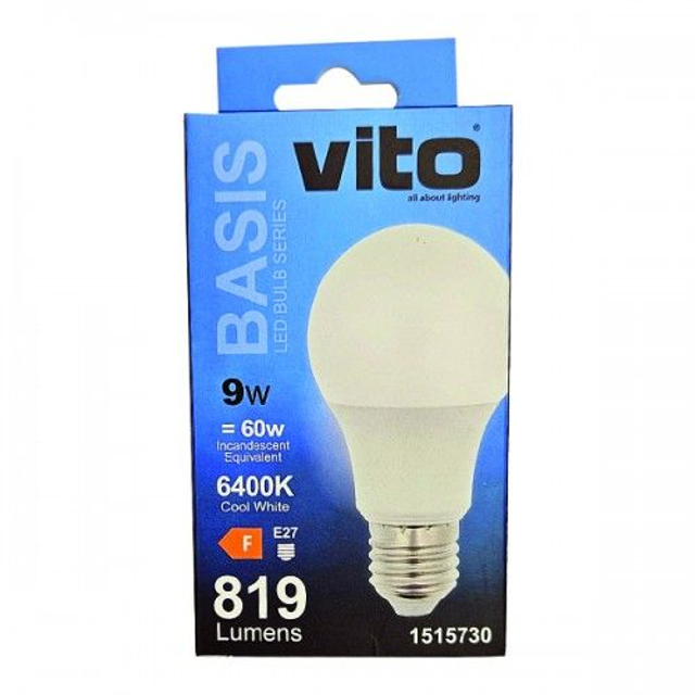 ΛΑΜΠΑ LED BASIS A60 E27 9W 819Lm 6400K VITO