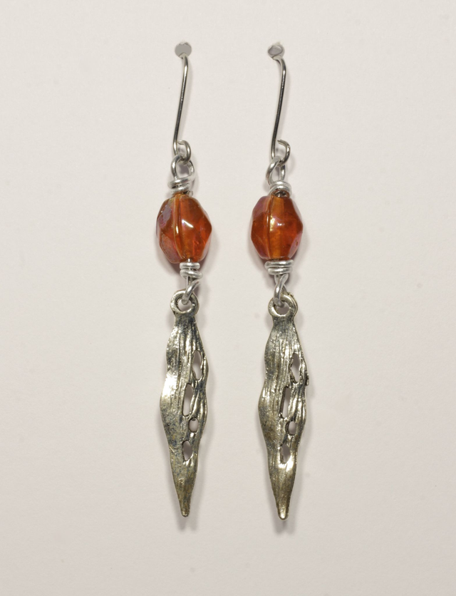 Orange Bead and Charm Earring 