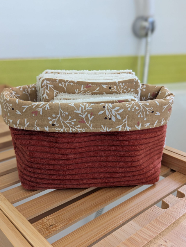 Ensemble panier avec lots de 8 lingettes et de 8 carrés visage - Gaïa