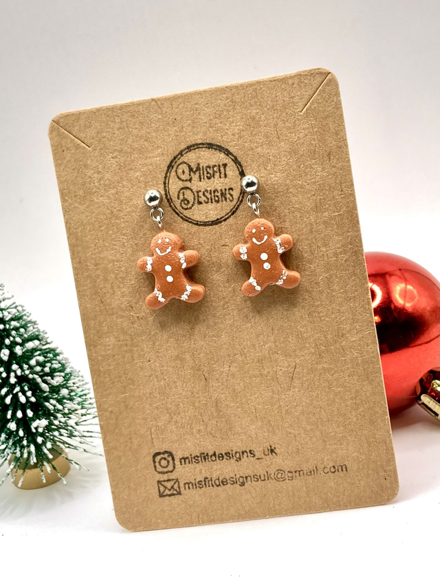 Gingerbread men drop earrings