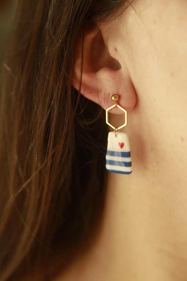 Boucles d'oreilles Marinières "Les Hexa" 