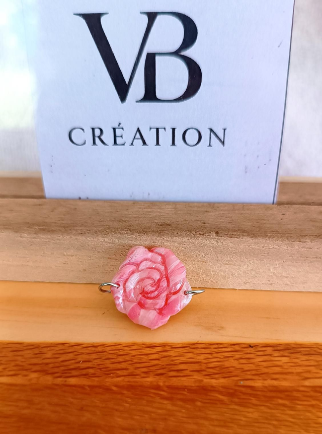 Petite pampille bracelet rose argenté 