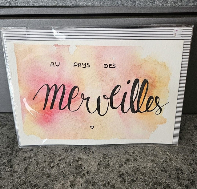 Carte postale aquarelle originale "Au pays des merveilles"