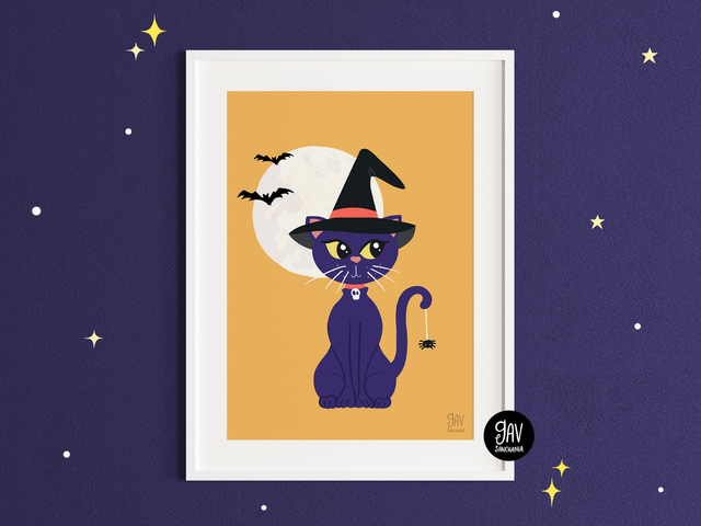 Halloween cat wall art