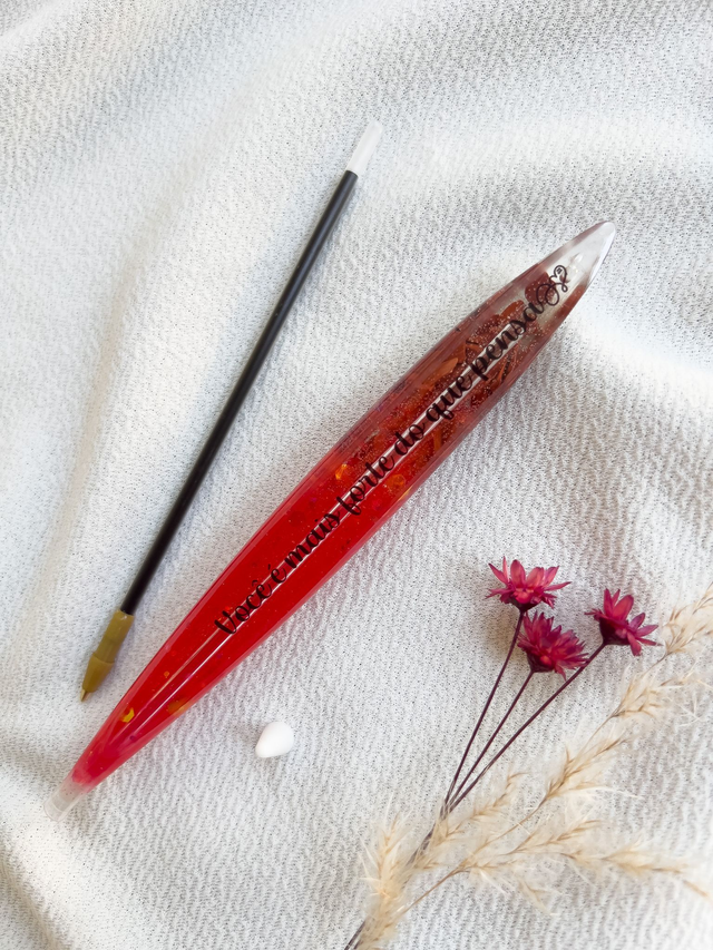 Caneta Jaspe Vermelho pra Proteção e Poder Pessoal