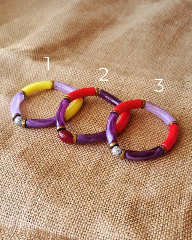 Bracelets violet, jaune & rouge Taille S
