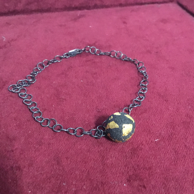 Precious Lava Sphere Bracelet with Gold foil