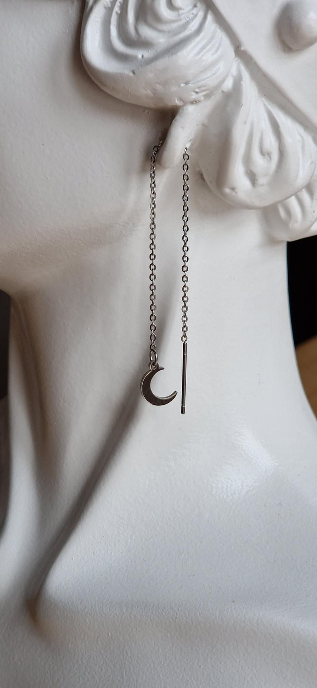 Durchziehohrringe aus Edelstahl mit kleinem Mond