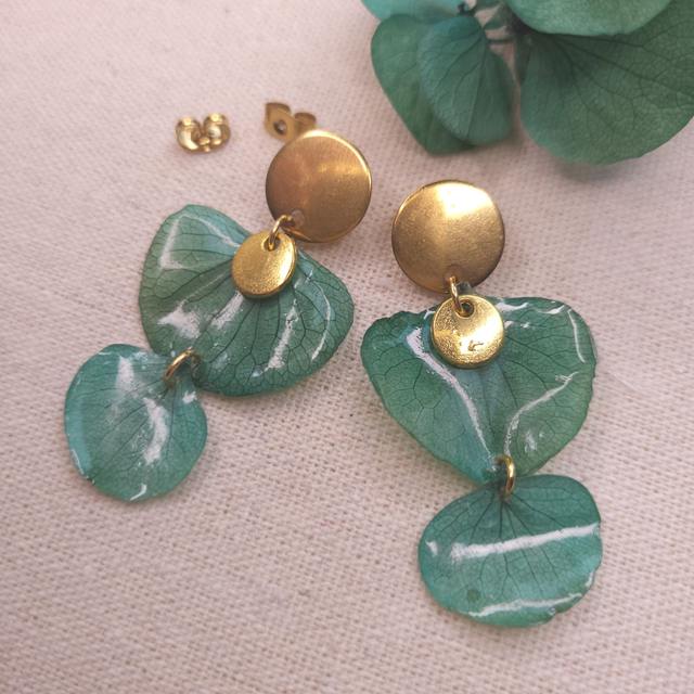 BOUCLES D'OREILLE Fleur Hortensia 