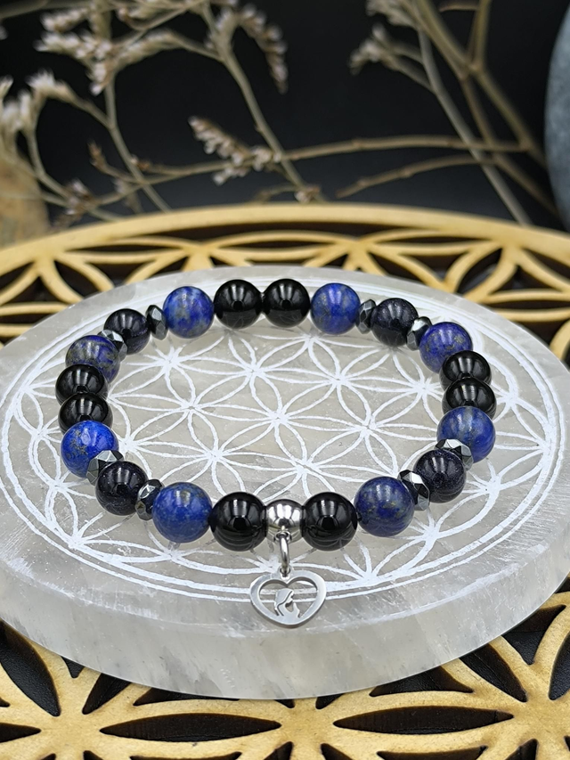 BP.006 Bracelet vierge qui prie, lapis-lazuli 
