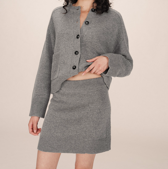 Wool Mini Skirt Grey