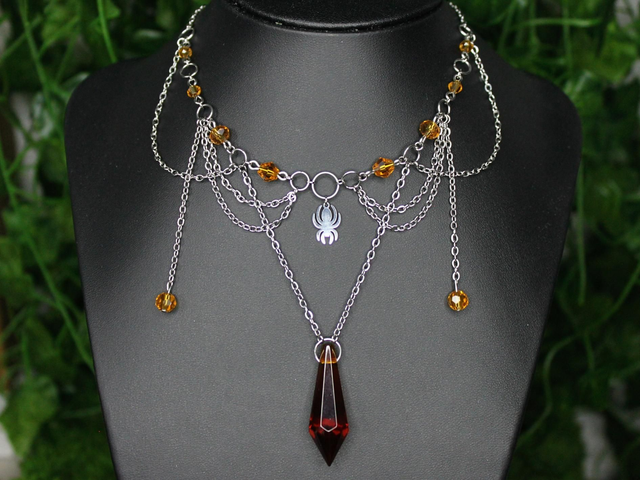 Collier "GLOWING VAMP" Glassteine orange [C0009]