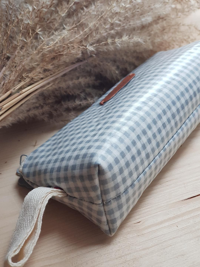Trousse Polyvalente en Coton Enduit | Vichy Bleu Gris
