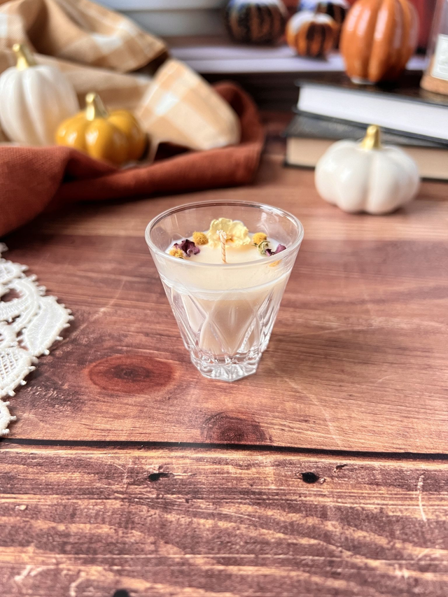 🍁 Bougie Thé noir vanille - mini verre "facettes"