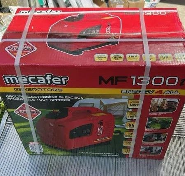 Groupe électrogène 1100 W - carburant SP95 et SP98 - autonomie 6 h - L.50 x l.27 x H.44 cm - Mecafer MF1300I 