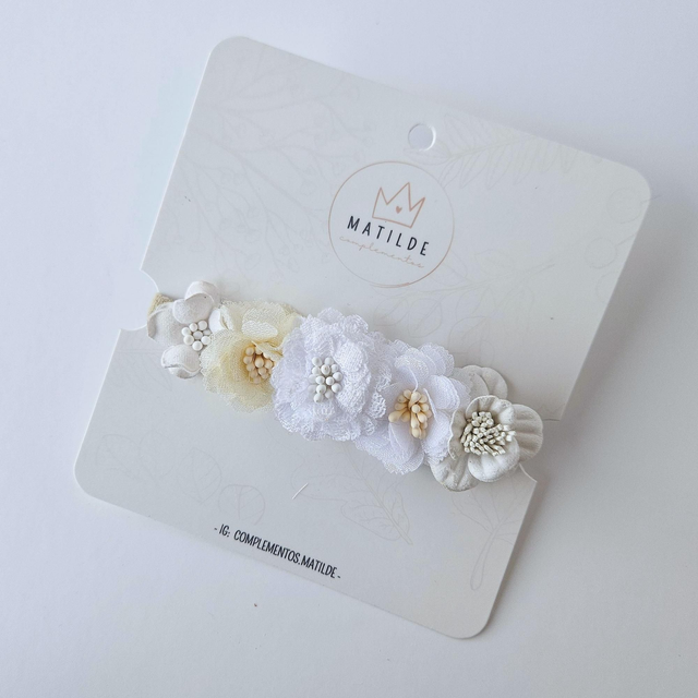 Cintillo Bebe - Amarillo - Flores Blancas