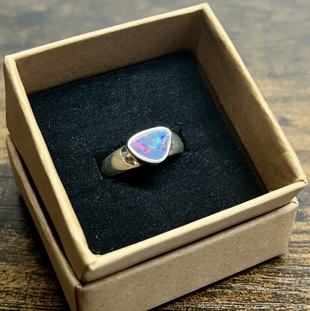 Bague en argent et Opale Australienne - Taille 53