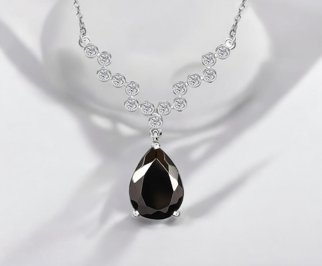 Beautiful Black Spinel & Natural Cambodian Zircons Necklace.