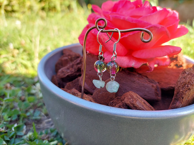 Boucle d'oreille pendante Pierre &amp; Perle