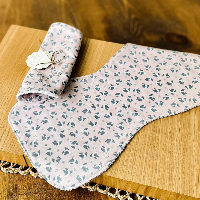 Baby Burp Cloth - Pink Doves
