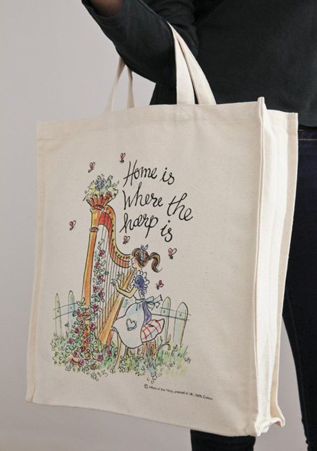 "Home is Where the Harp Is" Canvas Bag - Short Handled