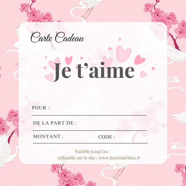 Carte Cadeau Je t'aime