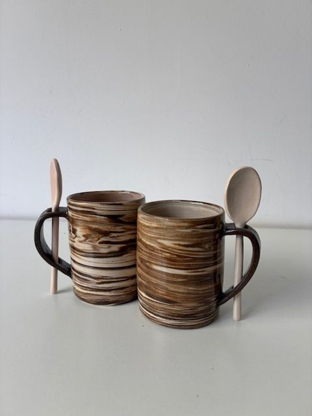 Mug cuillère brun (lot de 2)