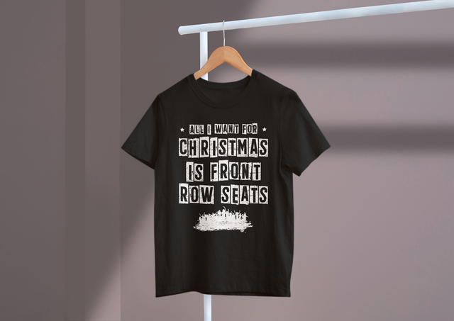 All I want for Christmas is front row seats Holiday Music. Alles, was ich mir zu Weihnachten wünsche, sind Weihnachtsmusik in der ersten Reihe