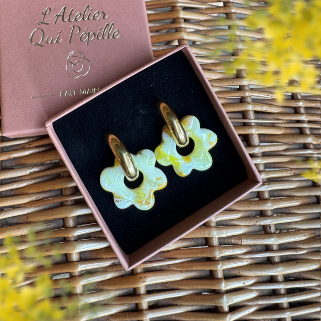 Fleurs Jaune marbré