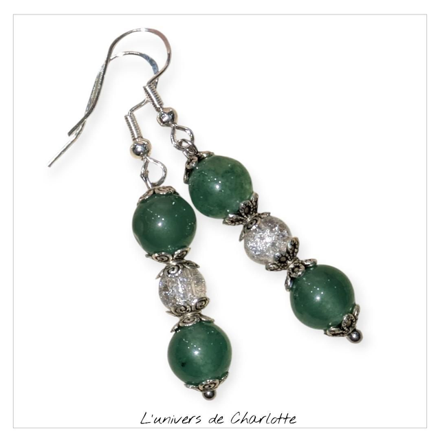 Boucles d&#039;oreilles &quot;Aventurine verte BO-156