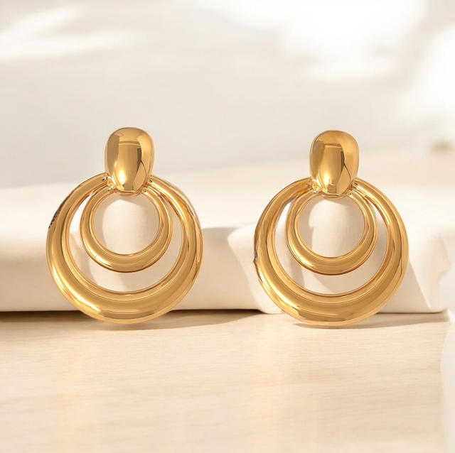 Boucles d’oreilles SERENA | Doré en acier inoxydable