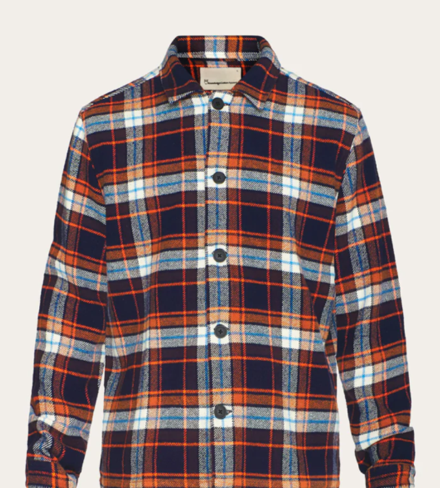 BIG CHECKED HEAVY FLANNEL OVERSHIRT Orange Check 