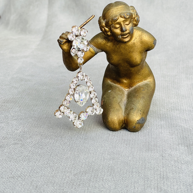 Antike Strassbrosche Kristall 