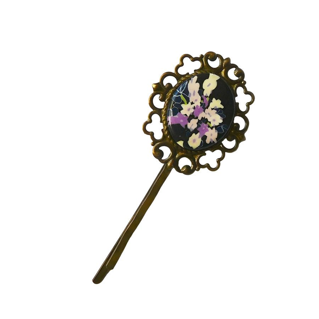 Epingle rétro à cheveux fleurs mauves