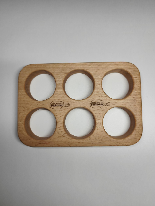 🥚 Support à œufs en hêtre massif – 6 œufs (16 x 10 cm)