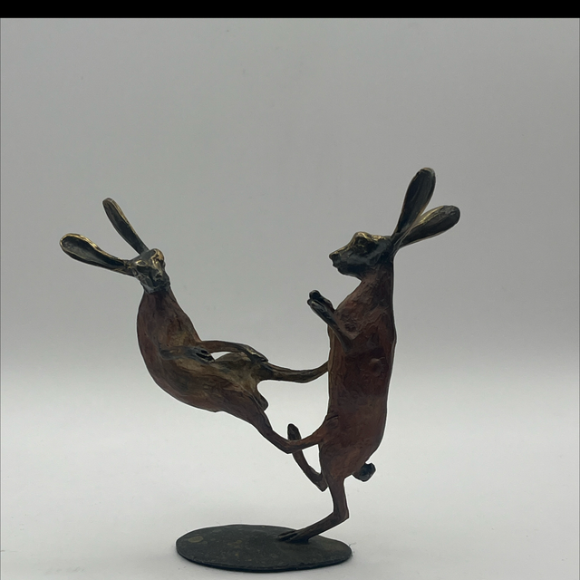 Fighting Hare Bronze Sculpture by Michael Storey 