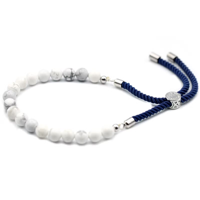 White Howlite String Bracelet (Silver)