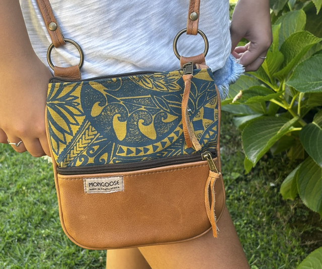 Kiki Leather Koru Teal/Mustard