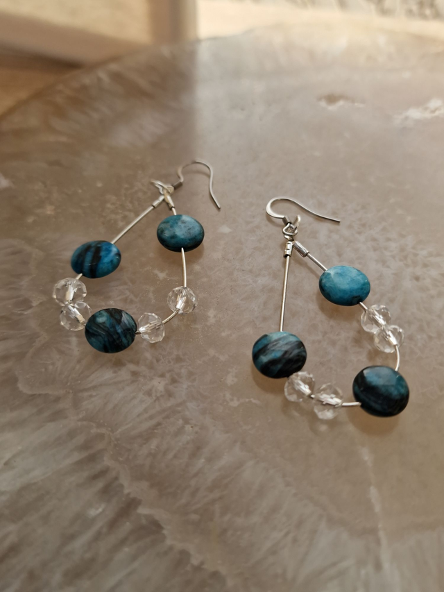 Boucles D'oreilles Apatite Cristal Acier
