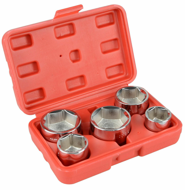 Oil Filter Wrench Cap Remover Socket 5Pc Set 3/8&quot; Drive 24 27 32 36 38mm UK 4-60