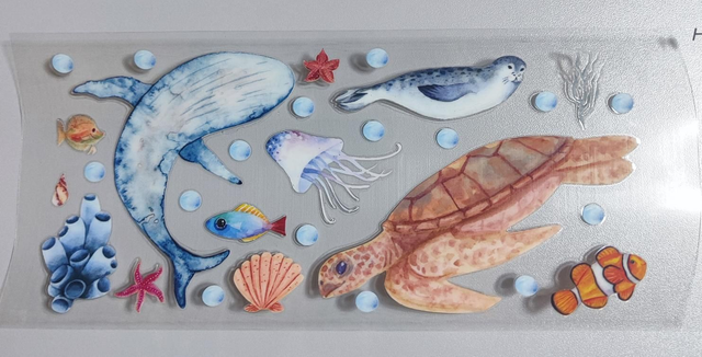 DTF Aufklebe-Folie ca 24x11cm Meerestiere 