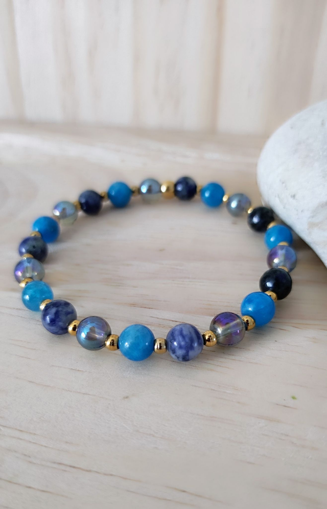 Bracelet "Stabilité Émotionnelle" Sodalite et Apatite