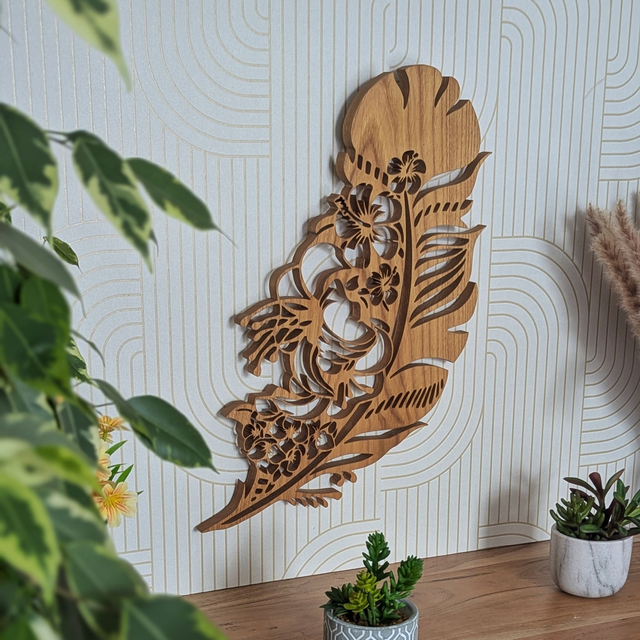 Plume fleurie XL en châtaignier