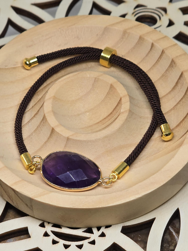 Bracelet cordon réglable Améthyste 