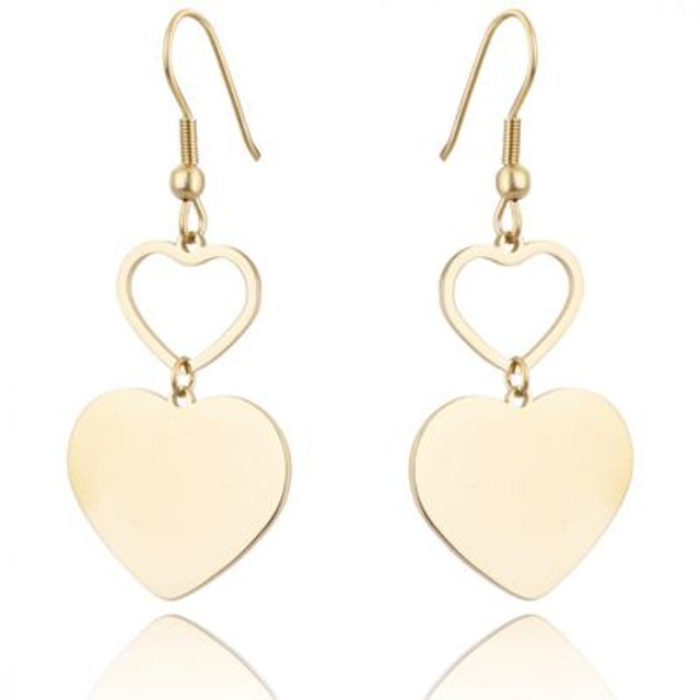 Boucles d&#039;oreilles en acier chirurgical plaqué or 18 carats forme de cœur