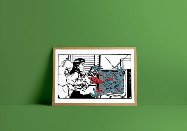 Brainnn !!!! Affiche en édition limitée, sérigraphie artisanale | femme, zombie, télévision, vintage, rétro, comic book, pop art, wall decor