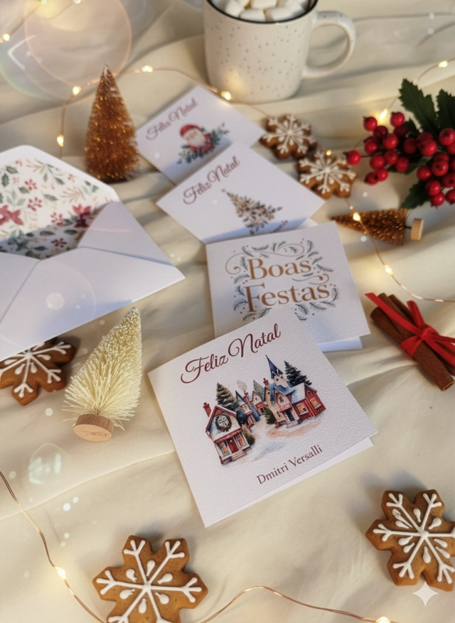 Kit com 10 cartões Natalinos com nomes personalizados