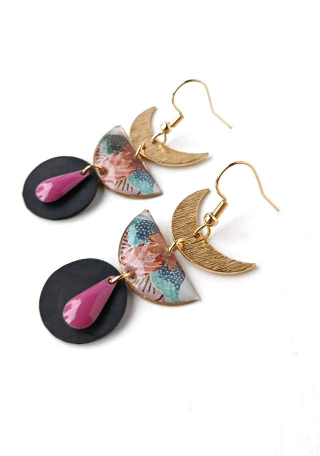 Boucles d'oreilles Upcyclées en Chambre à Air et Papier Recyclés - Bohèmes (1)